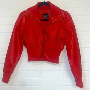 Italian red leather jacket small